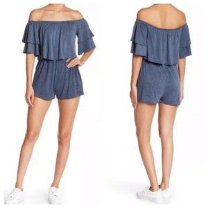 Soprano Off The Shoulder Romper - Blue